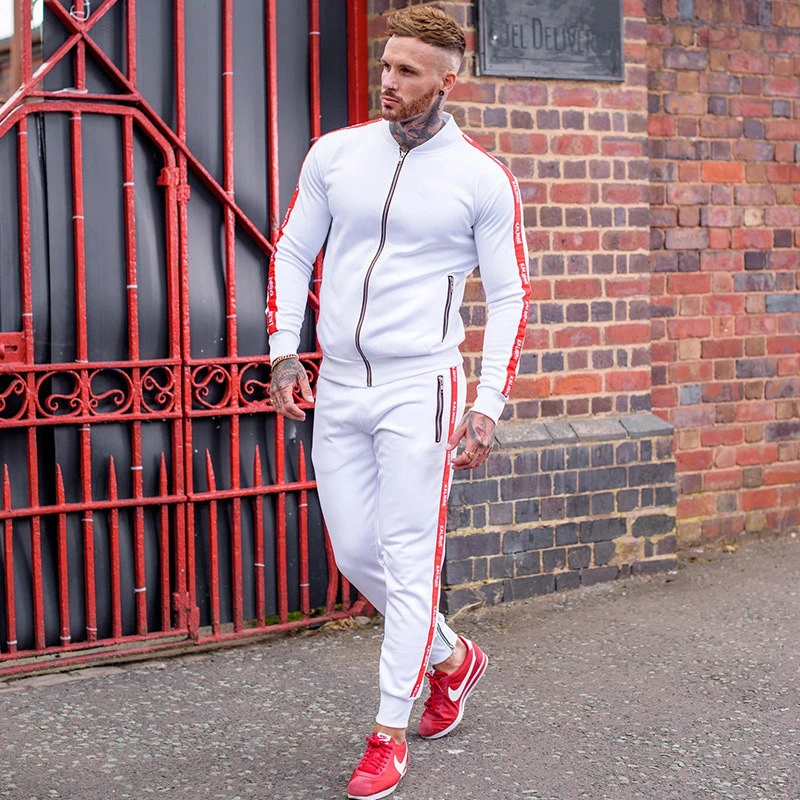 Mens tight fit tracksuit sale