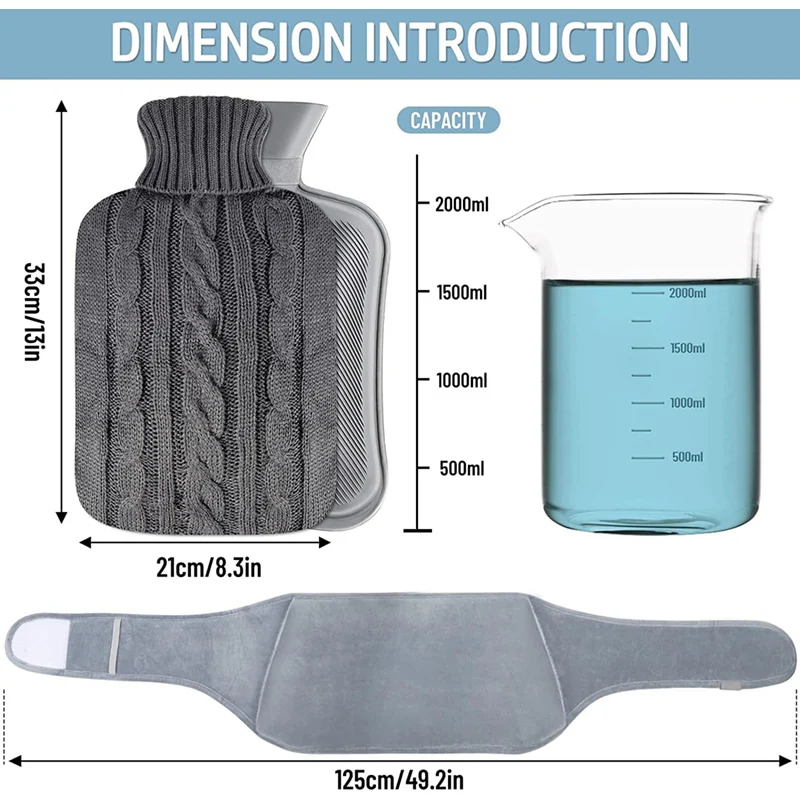 winter hot sale portable knitted cover rubber hot water bag hot water bottle with warm plush waist cover
