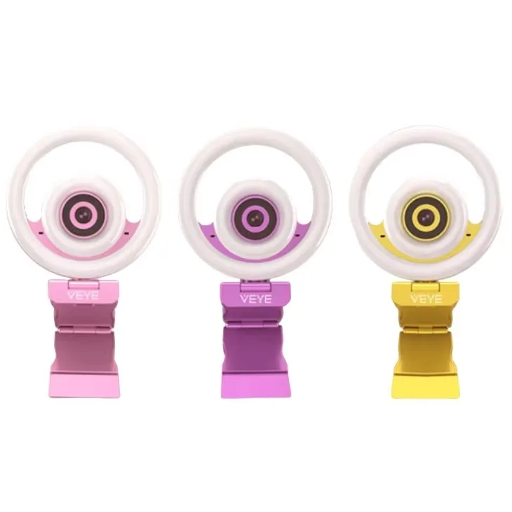 Built-in Microphone USB Plug 2K Auto Focus Ring Light Webcam for