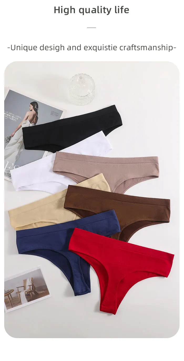 Custom Logo Seamless Underwear V Shaped Thong Panties Underwear Women ...