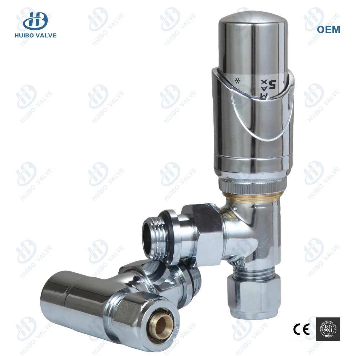 Modern PEX Chrome Plated Thermostatic Radiator Valve Kit for Radiator Heating System