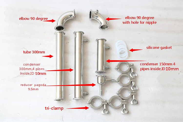 Санитарный Колонный дистиллятор 1 5 дюйма дестиллятор рефлюкс конденсатор трубчатый для