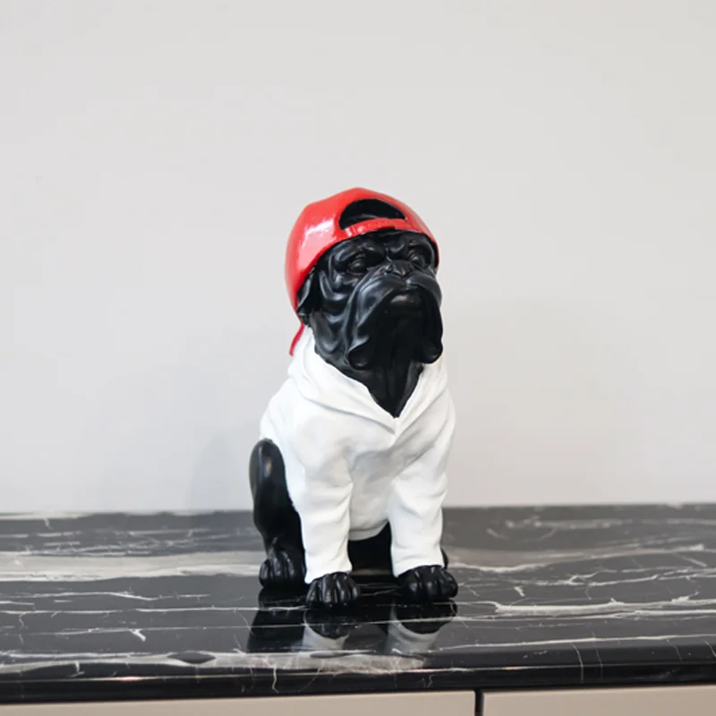 Creative European Nordic Black Bulldog Abstract Polyresin