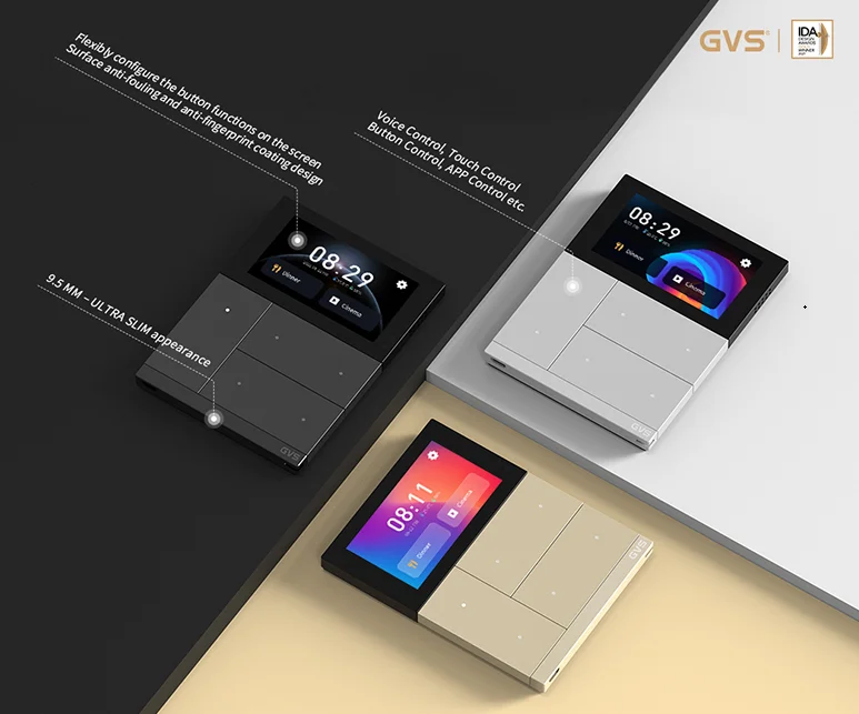 KNX CE ROHS Certificate Support Smart Home Automation Wall Switch Colorful Key Pad  Smart Control Touch Panel