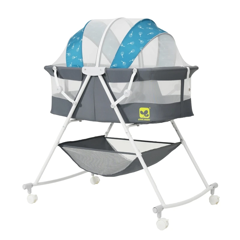 P758 Cool Baby Multifunctional Foldable Metal Baby Cot Bed Modern Design Style Kids' Cribs Bedside Sleeper