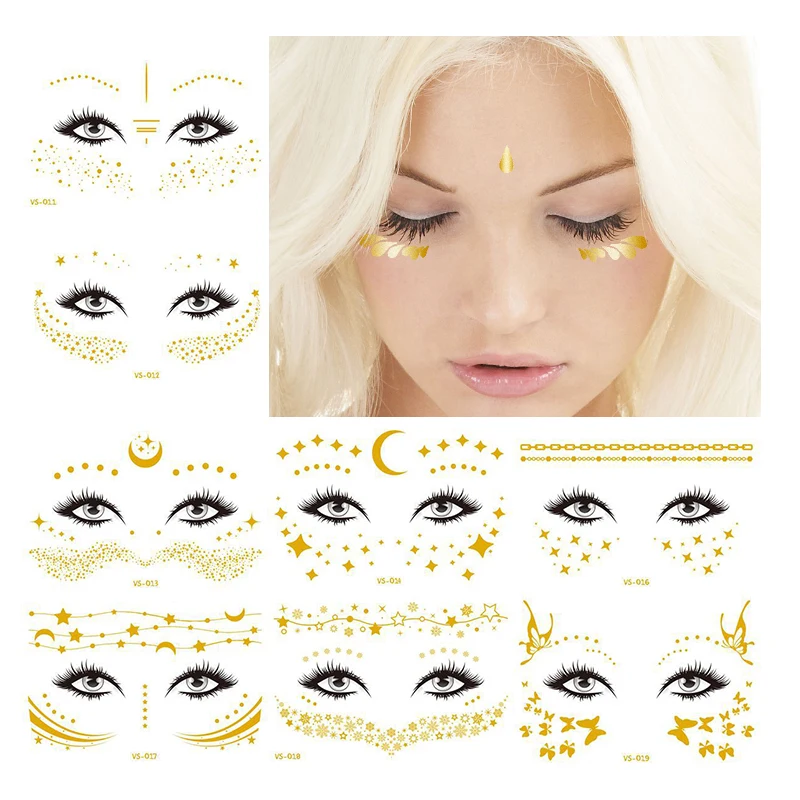 Temporary Face Tattoo Festival Face Tattoo Gold Freckle Face  Etsy Canada