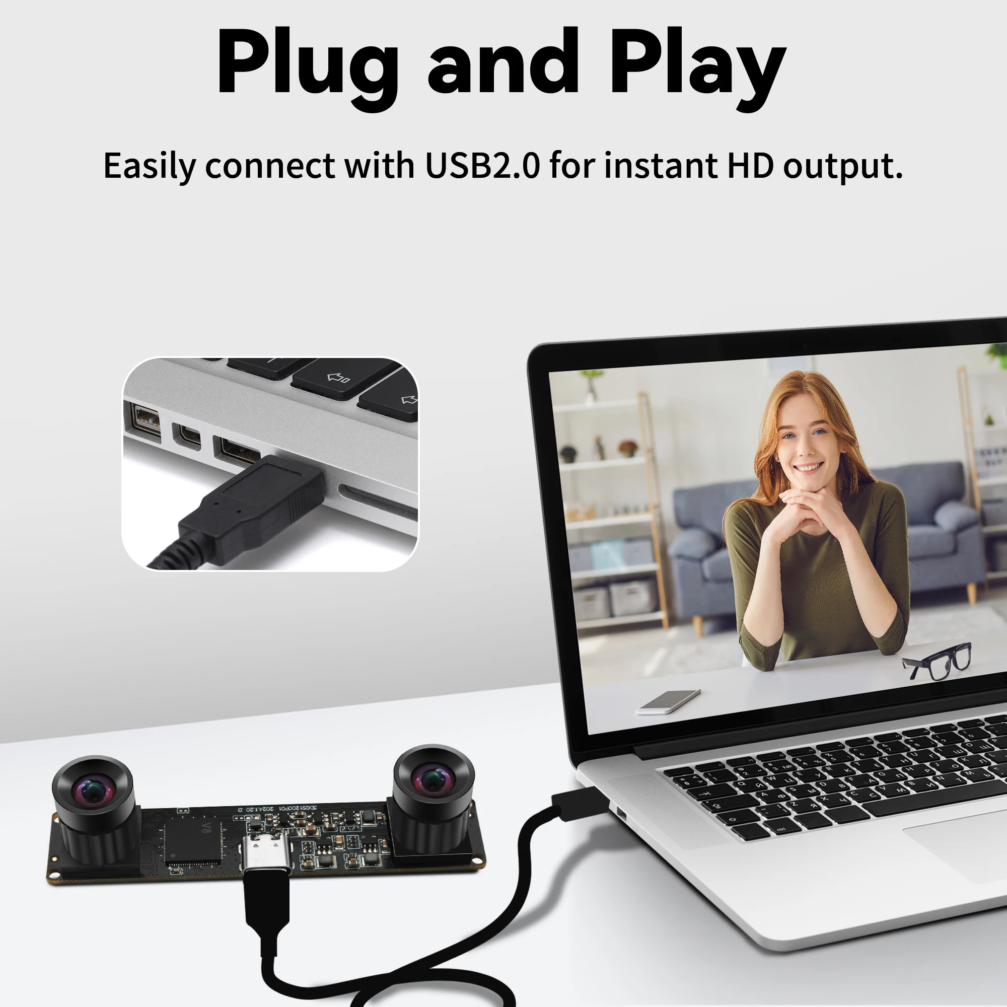 ELP 3D Stereo USB Camera 120 Fps Global Shutter Printer Camera Module With 120 Degree No Distortion Sync With Dual Lens Pc Computer Camera Plug And Play For Raspberry Pi Mac Linux Windows - View #12