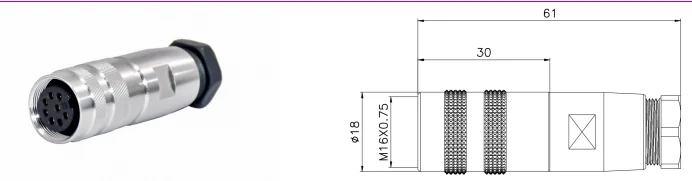 10A M16 200V Metal Screw Assembly Connector 2P 3P 4P Female Straight