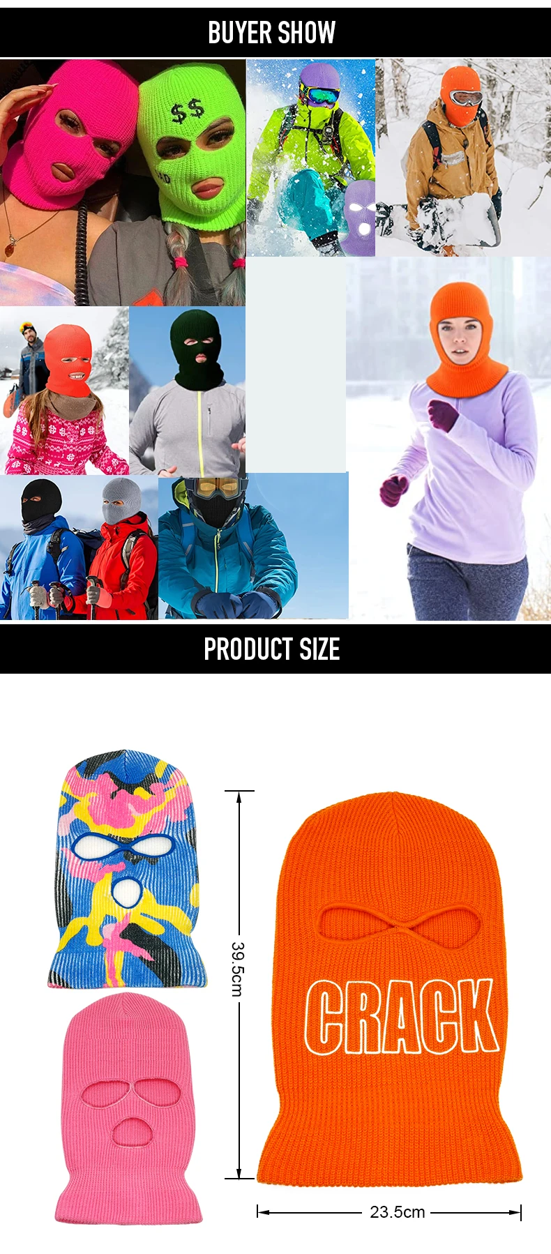 Wholesale Knitted Full Face Mask,1 2 3 Hole Custom Designer Ski Mask