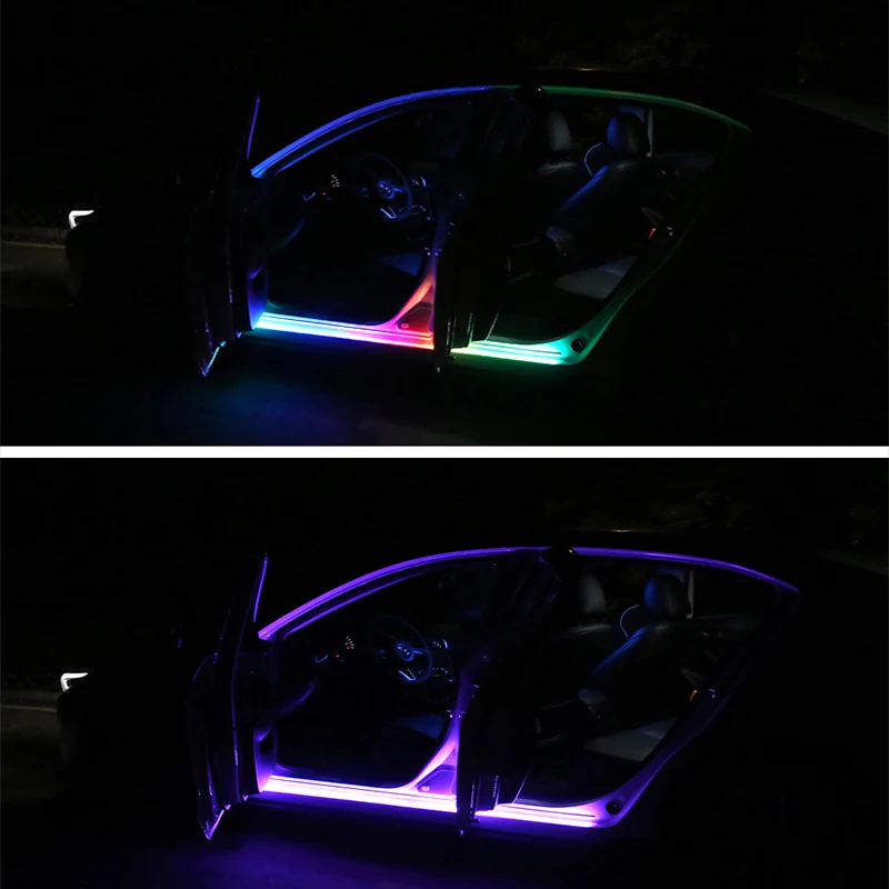 Puerxin Car Rgb Streamer Door Ambient Light Strip Lights Running Lamp