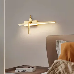 Modern Creative All-Copper Wall Lamp with LED Light Luxury Hotel Living Room Bedroom Bedside Langle Corridor