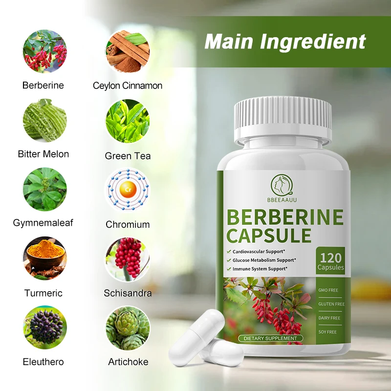 Herbal Supplement 120pcs 1500mg Berberine Capsule Blood Pressure ...