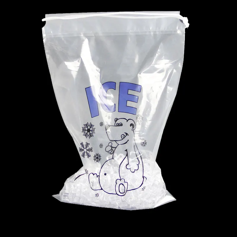 Biodegradable Printed Hdpe Ice Bag With Drawstring and logo Print