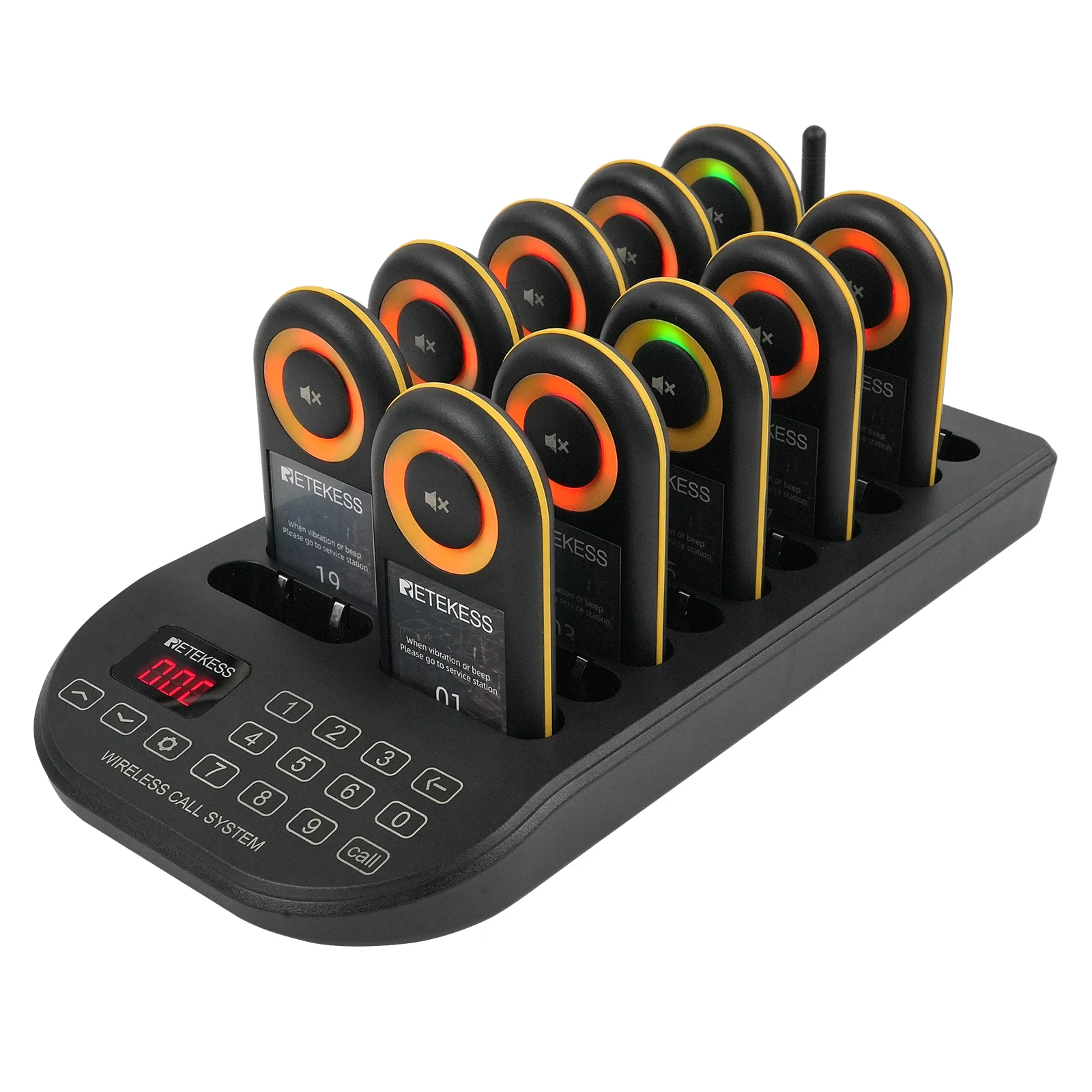 Wireless IP67 Waterproof Cross-border Anti-lost Alarm Restaurant Pager System Long Range With 20 Buzzer Pagers Retekess TD169