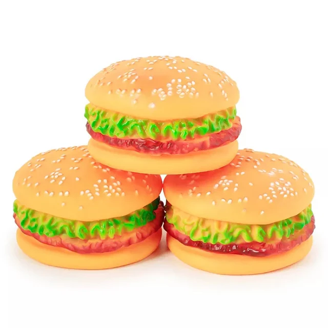 Amaz Best Seller Squeaky Burger Pet Latex Hamburger Dog Toy