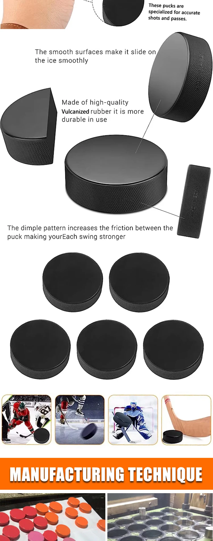 Professional Official Training Street PE Ice Hockey Puck GDYIFENG YF-02 23*75 for Juniors & Seniors