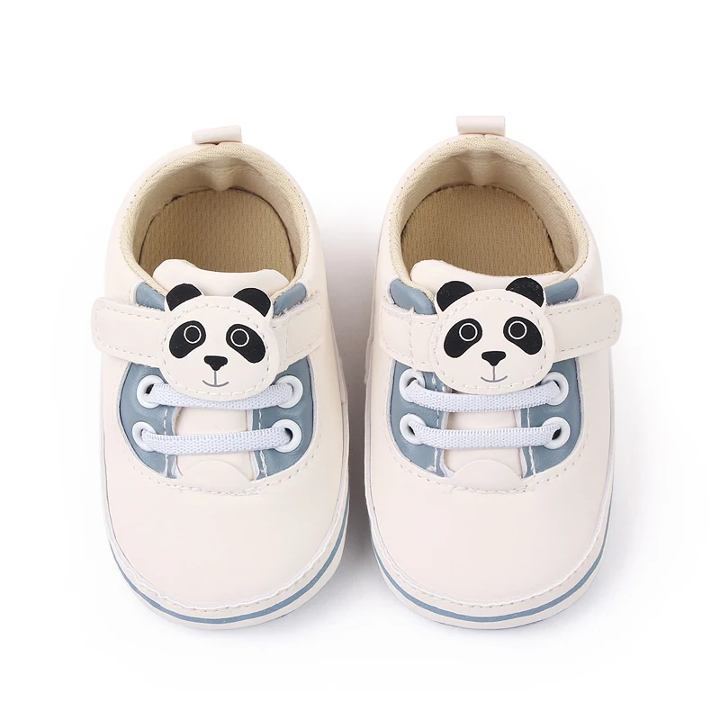 Cute Panada Design Hook&loop Soft Leather PU Baby Toddler Boys and Girls Shoes Newborn Infant Unisex Shoes manufacture