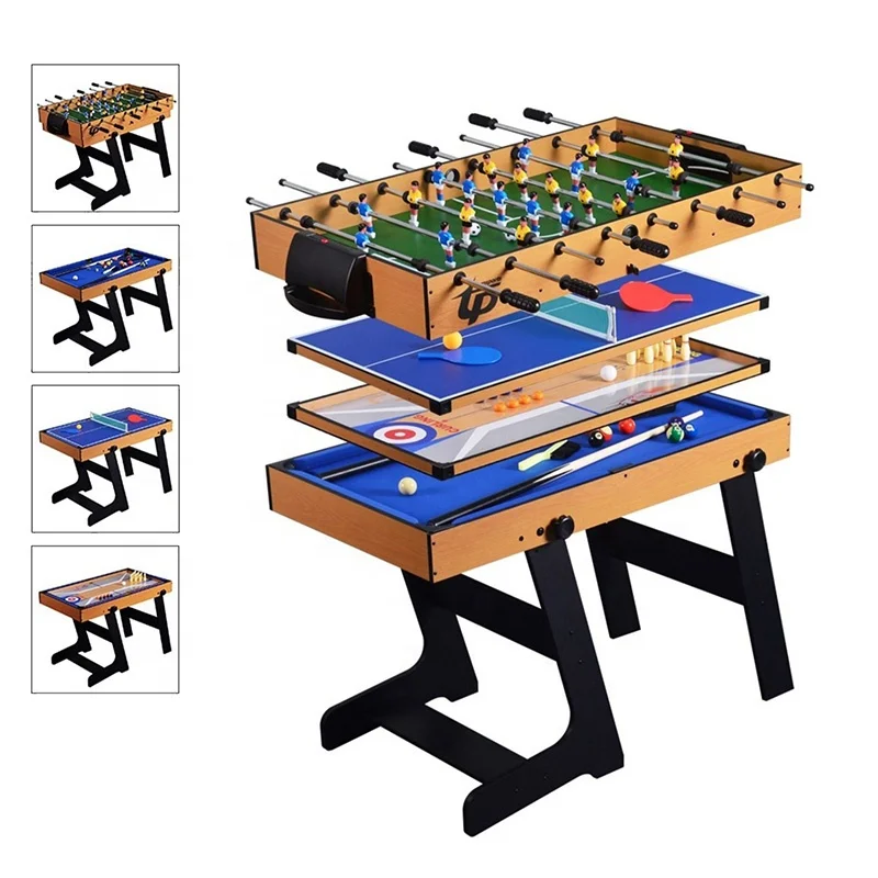 4 FT 4 in 1 Tabletop Combo Billiards Table,  Soccer Table ,Tennis ,Ice Hockey Arcade Table Games Indoor Sport Game Goods