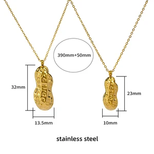 Original Design Factory Stainless Steel Jewelry Waterproof IP Plated Peanut Pendant Necklace with Link Chain Hypoallergenic