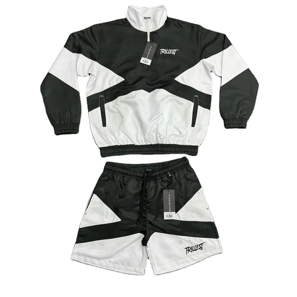 Summer Custom Two Piece Windbreaker Short Jacket Set for Men