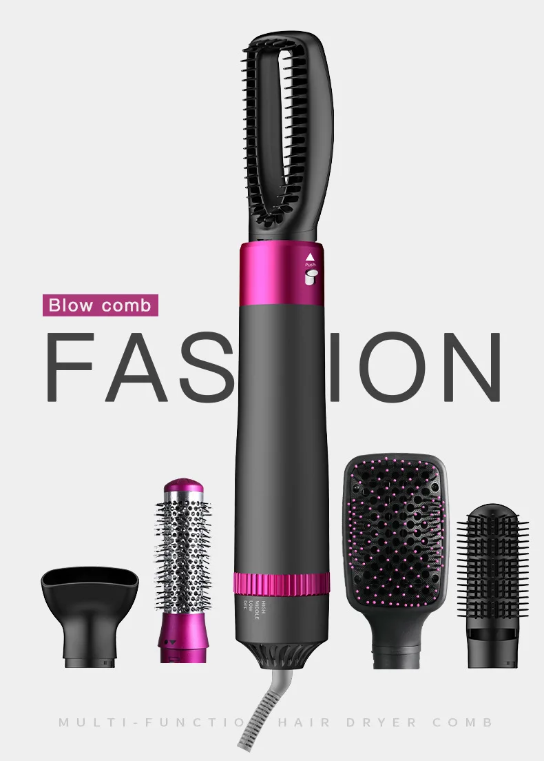 1200w Hight Power 5 In 1 Styler Blow Dryer Negative Ion Hot Air Comb Styler Hair Dryer Brush
