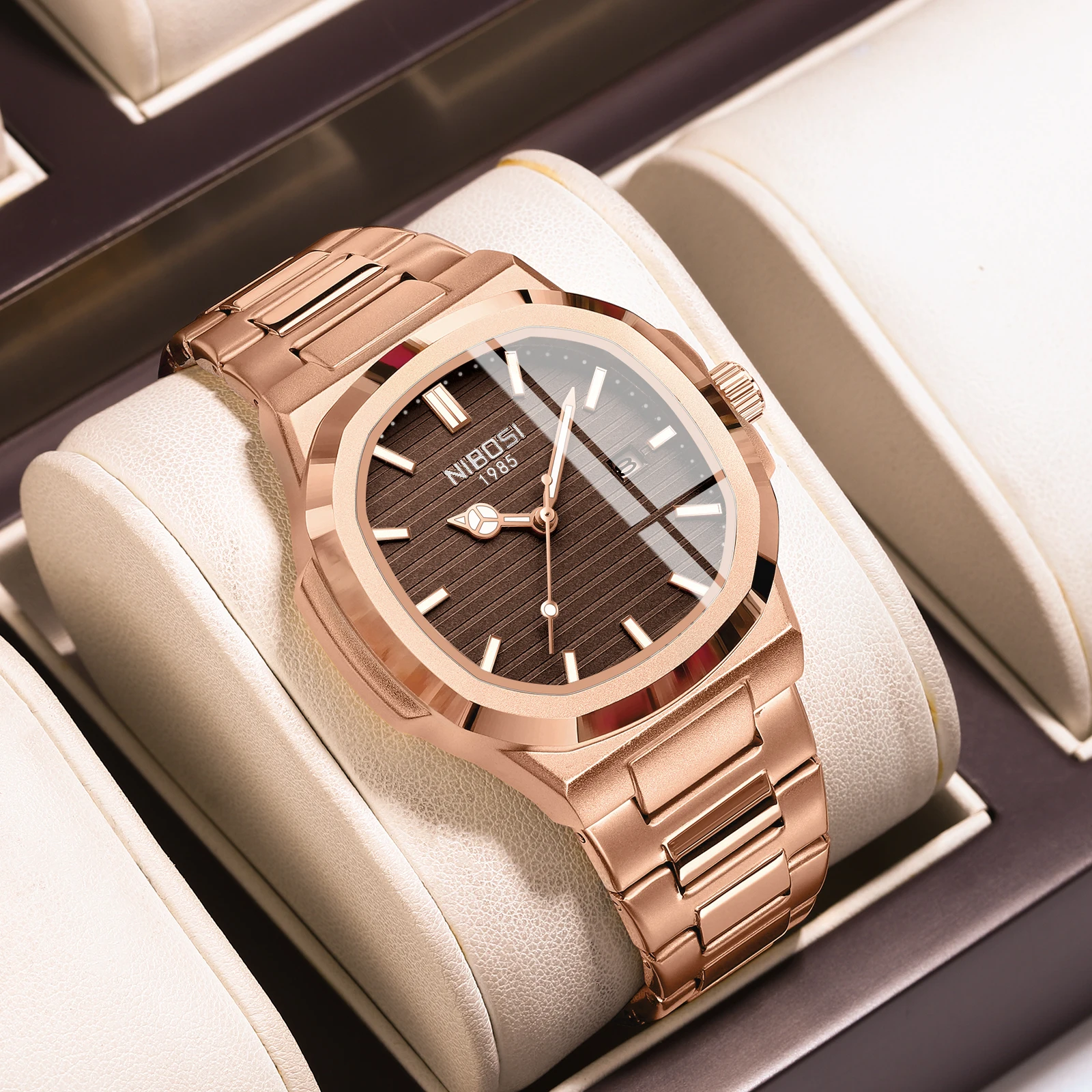 Quartz Horloge Horloge Heren Rechthoekig Heren Quartz Horloge Met