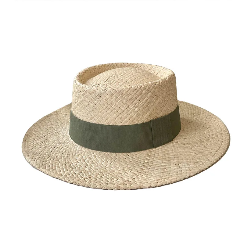 Summer Wide Brim Lafite Straw Handmade Fedora Straw Hat Men Women Summer Beach Jazz Hats