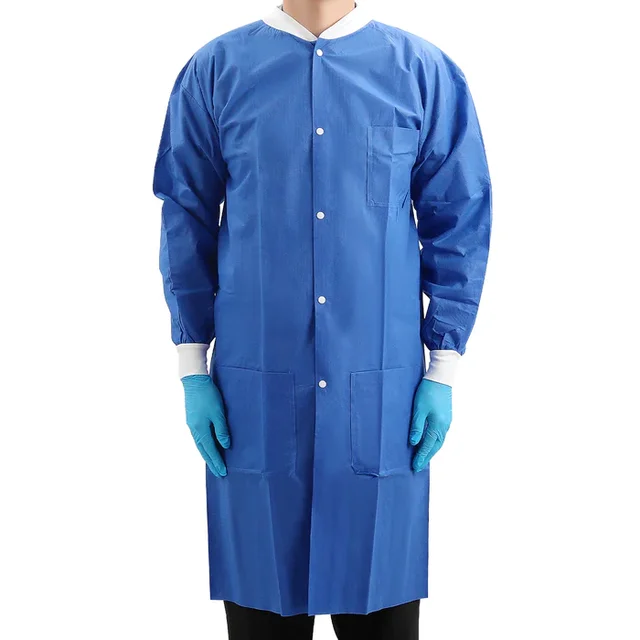 35g SMS Non-Woven Disposable Lab Coat for Dust-Free Workshop Safety Clothing for Visitors