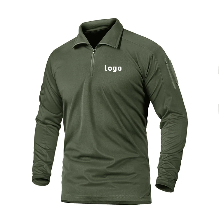 Factory Wholesale 1/4 Zip Collar Men's Tactical Long Sleeve Polo Shirts ...