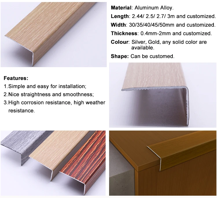 Aluminum Wood Grain Stair Nosing Corner Guard Selfadhesive Stair Covers