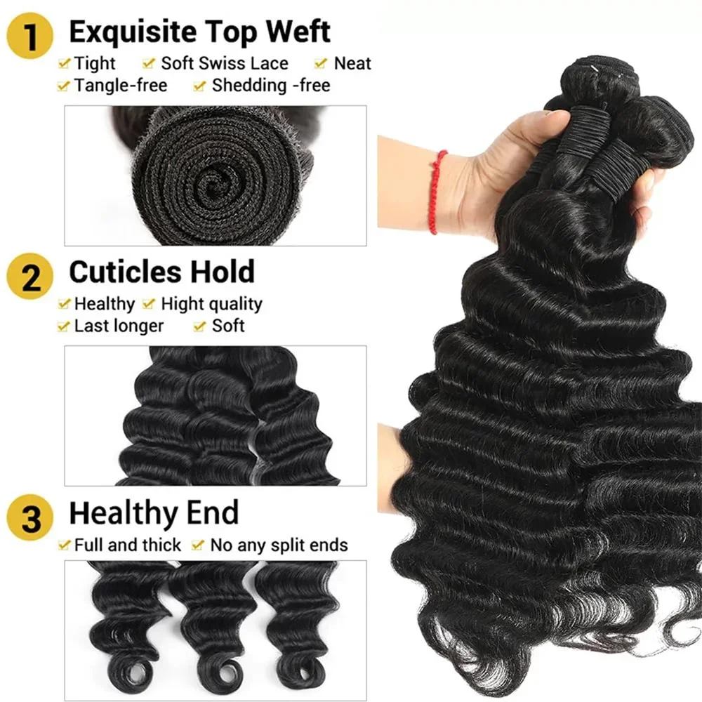 Long Thick Loose Deep Wave Bundles 28 30 inch Brazilian Loose wave 100% Human Hair Weave_voghion.com