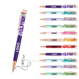 Wholesale Luxury Oil-Impregnated Dry Flower Metal Pen for Advertising Custom Logo Promotional Ballpoint Pens for Branding Gifts