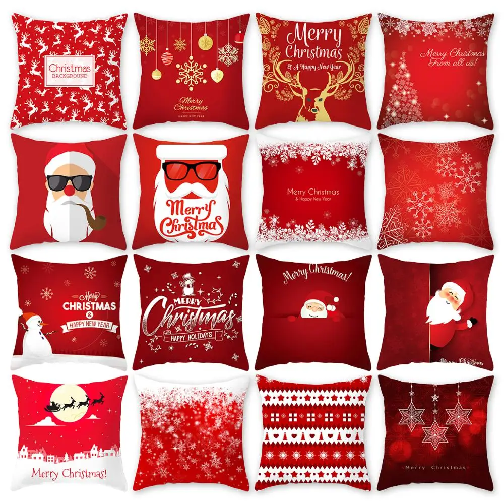 Cushion Cover Christmas Pillow Case Navidad for Home Santa Claus Christmas Ornaments Xmas Decoration Supplies New Year 2022