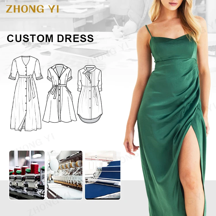 Custom Design Summer Long Evening Silk Satin Dress Prom Bodycon Casual Long Club Party Slip Sexy Dresses for Women