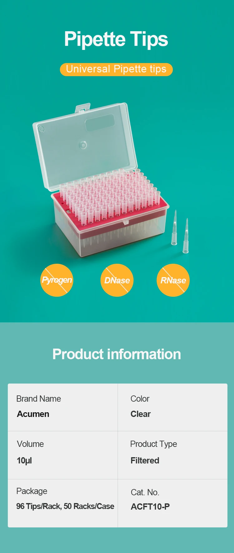 Polyethylene Filter Pipette Universal Sterile Filter Tips For Pipette 100ul Box For Gilson Micro