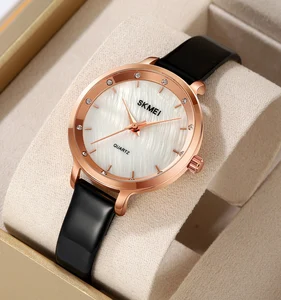 Skmei Original 2170 Simple Luxury Women Quartz Watch Low MOQ Genuine Leather Band 30M Water Resistant Lady Watches