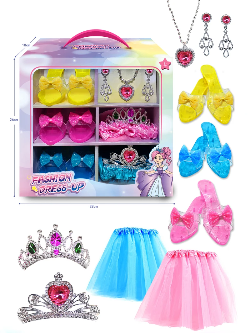 Princess Role Play Toy Set Dress Up Girl Toy Set Party Jewelry Dress