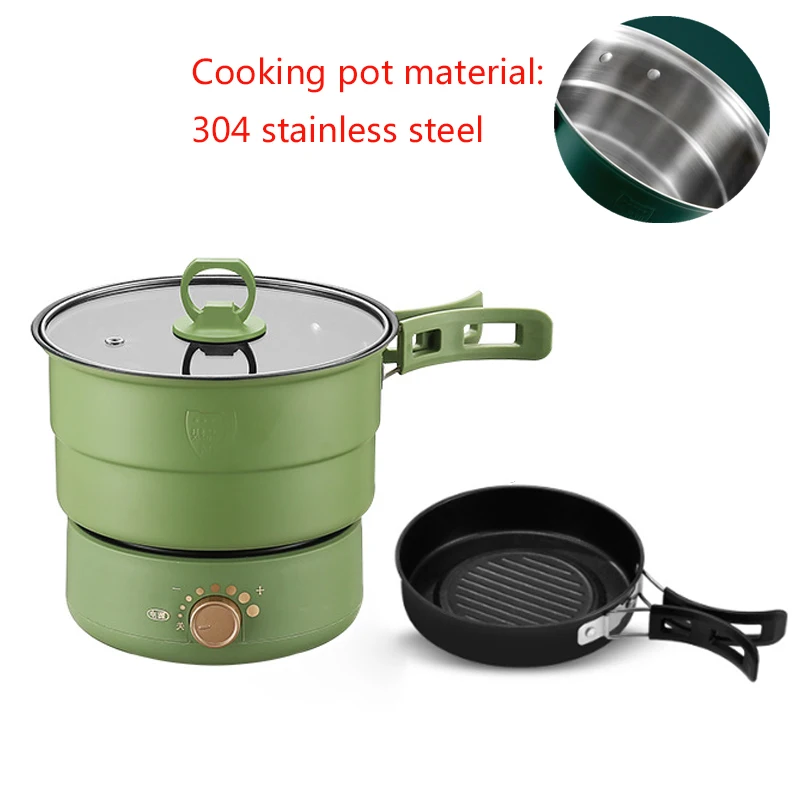 110/220V Electric Split Cooking Pot Foldable Multicooker Frying Pan Hotpot Steamer Rice Cooker Soup Maker Water Boiler Travel