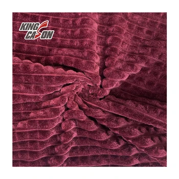 KINGCASON Wholesales Wine Red Jacquard Carving Plaid Flannel Fleece Fabric for Home Textile