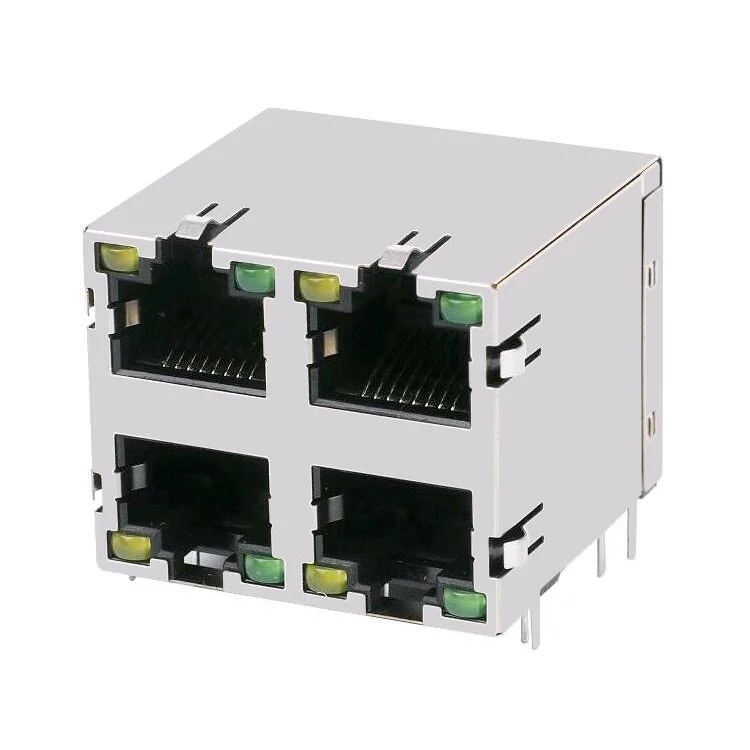 Free Sample 8P8C PCB Female Connector Modular RJ45 Jack 2x4 Ethernet Port Without Magnetic