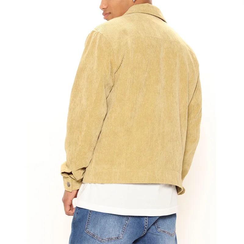 New Arrivals Spring Autumn Men Bomber Jackets Long Sleeves Turn Down Neckline Corduroy Trucker Jacket Custom Logo Jacket for Men gallery 3
