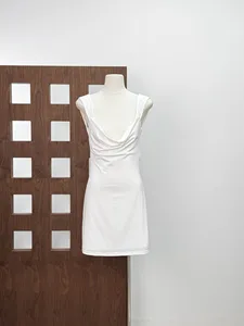 2026 New Satin Backless Bowknot White Mini Dress Sexy Halter Perfect Birthday Party Dress
