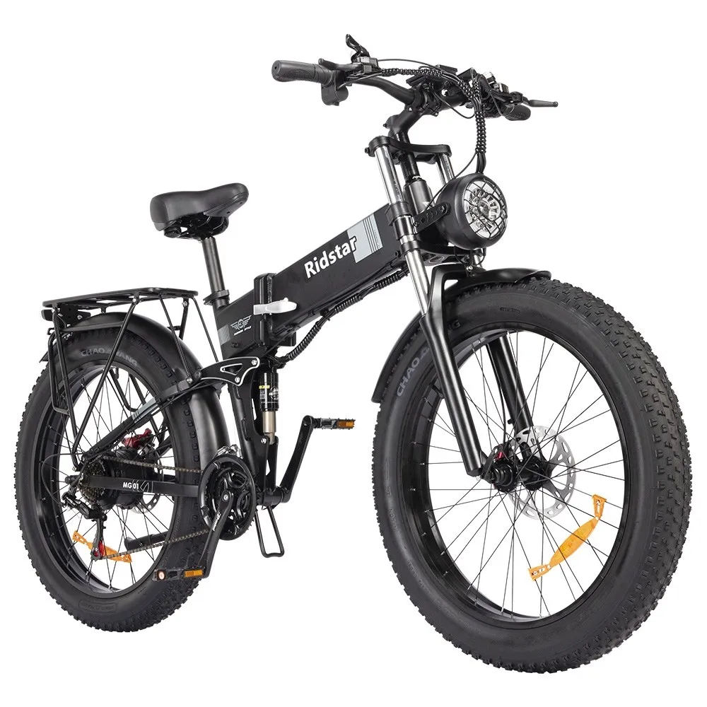 Ridstar H26 Pro Elektro fahrrad, 26*4,0 Zoll fette Reifen 1000W Motor 48V/20Ah Batterie 36mph Höchst geschwindigkeit 90km Reichw