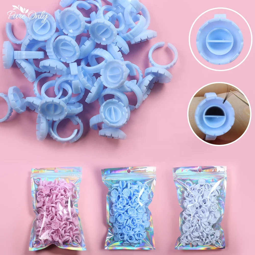Розовое кольцо для клея, 100 шт., кольцо для клея в форме сердца для ресниц, чашки для объема ресниц, чашки для быстрого цветения ресниц