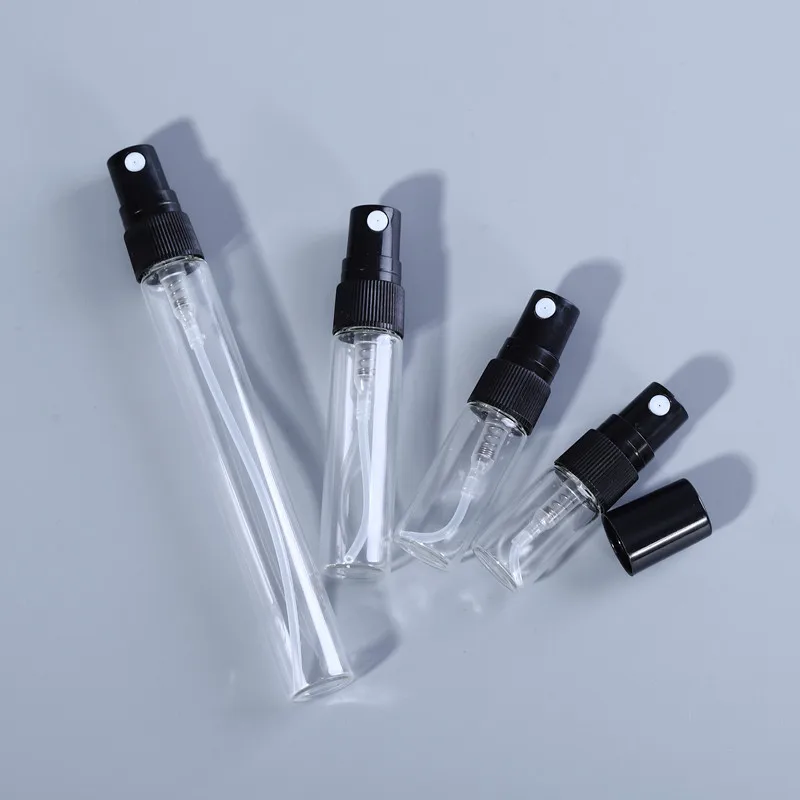 2ml 3ml 5ml 10ml Transparent Perfume Glass Bottles Spray with Pump Small Container