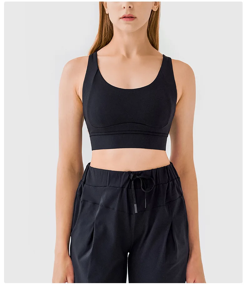 2022 New Threerow Buckle Sports Bra Thin Straps Cross Beautiful Back