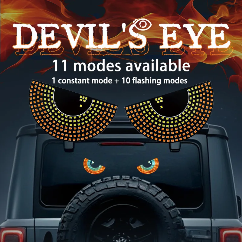 Demon Eye LED Decorative Light Truck 11 Modes USB Big Eye Light 6V/12V Options Rear Position Flashing Personalized Decoration