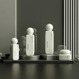 Rectangular Cosmetics 40ml 100ml 120ml Glass Lotion Bottle 50g Jar for Men's Cosmetics with Spherical Lid