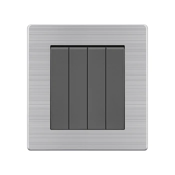 Singapore Vietnam Type 86 stainless steel gray decorative wall panel 4 position switch 16A double control wall light switch