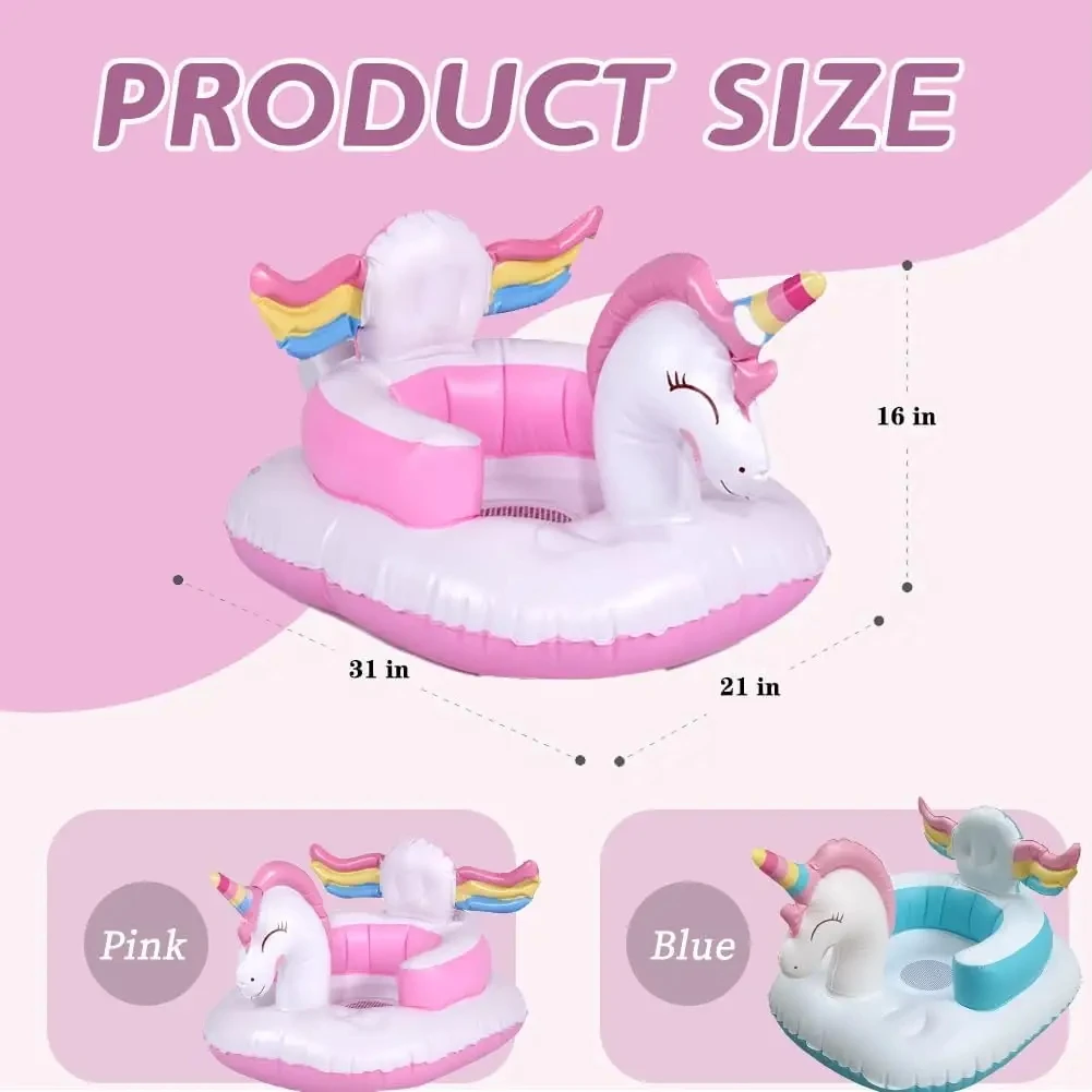 Self Inflating Unicorn Toddler Learning Seat Folding Bath Pvc Inflable Baby Swinging Chair for Feeding